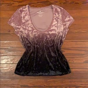 Pink to Deep Purple Crushed Velvet Top